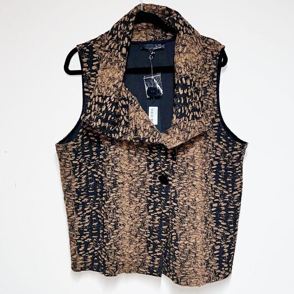 NWT Liv by Habitat Chestnut Button Front Crop Vest Womens Sz L/XL - Picture 2 of 8